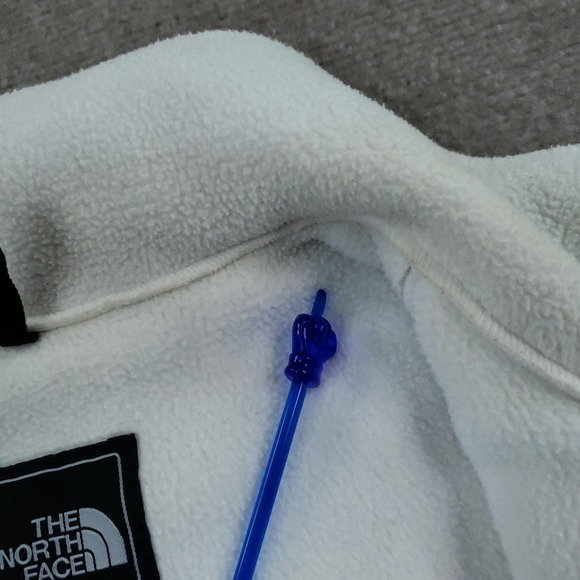 The North Face Denali Jacket Women Medium White Gray Fleece Full Zip Pockets - Picture 10 of 16